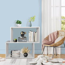 Load image into Gallery viewer, 2-tier Irregular Wood Bookshelf for Home and Office-White

