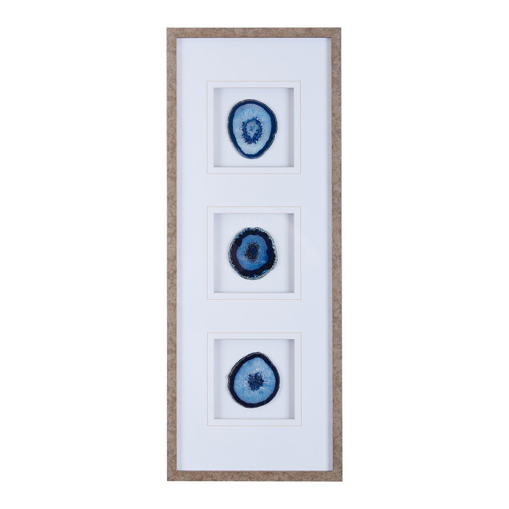 Madison Park Blue Agate Trio Stone Framed Graphic MP95G-0006 By Olliix