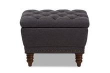 Load image into Gallery viewer, Baxton Studio Annabelle Modern and Contemporary Dark Grey Fabric Upholstered Walnut Wood Finished Button-Tufted Storage Ottoman
