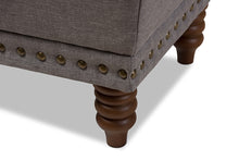 Load image into Gallery viewer, Baxton Studio Annabelle Modern and Contemporary Light Grey Fabric Upholstered Walnut Wood Finished Button-Tufted Storage Ottoman
