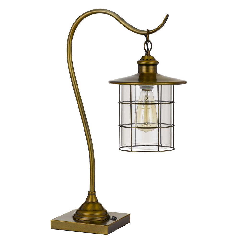 Silverton Desk Lamp With Glass Shade (Edison Bulb included) Rubbed Antiqued Brass 25