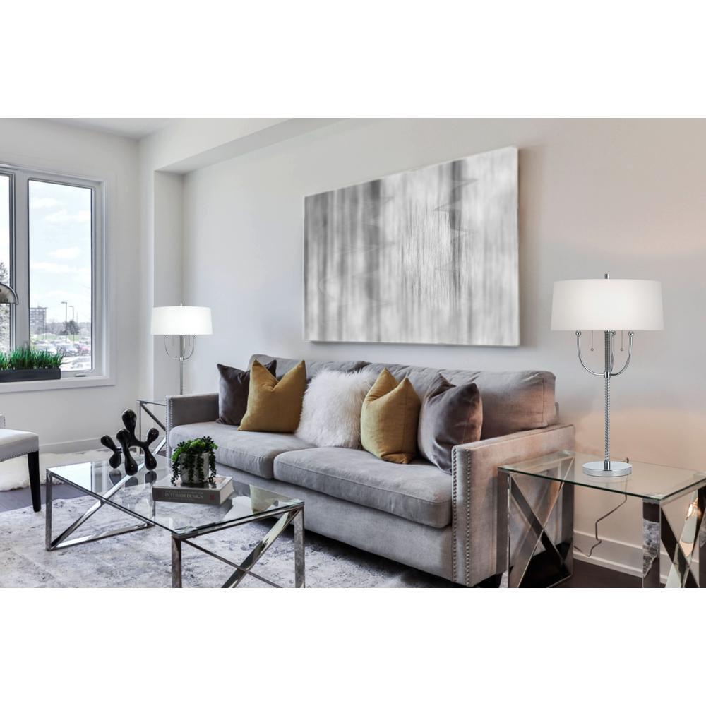 60W X 2 Lesinametal  Floor Lamp With Linen Shade