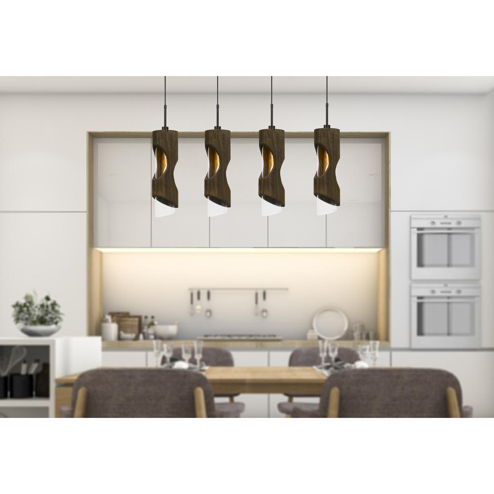 60W X 4 Zamora 4 Light Wood Island Style Fixture (Edison Bulbs Not Included)