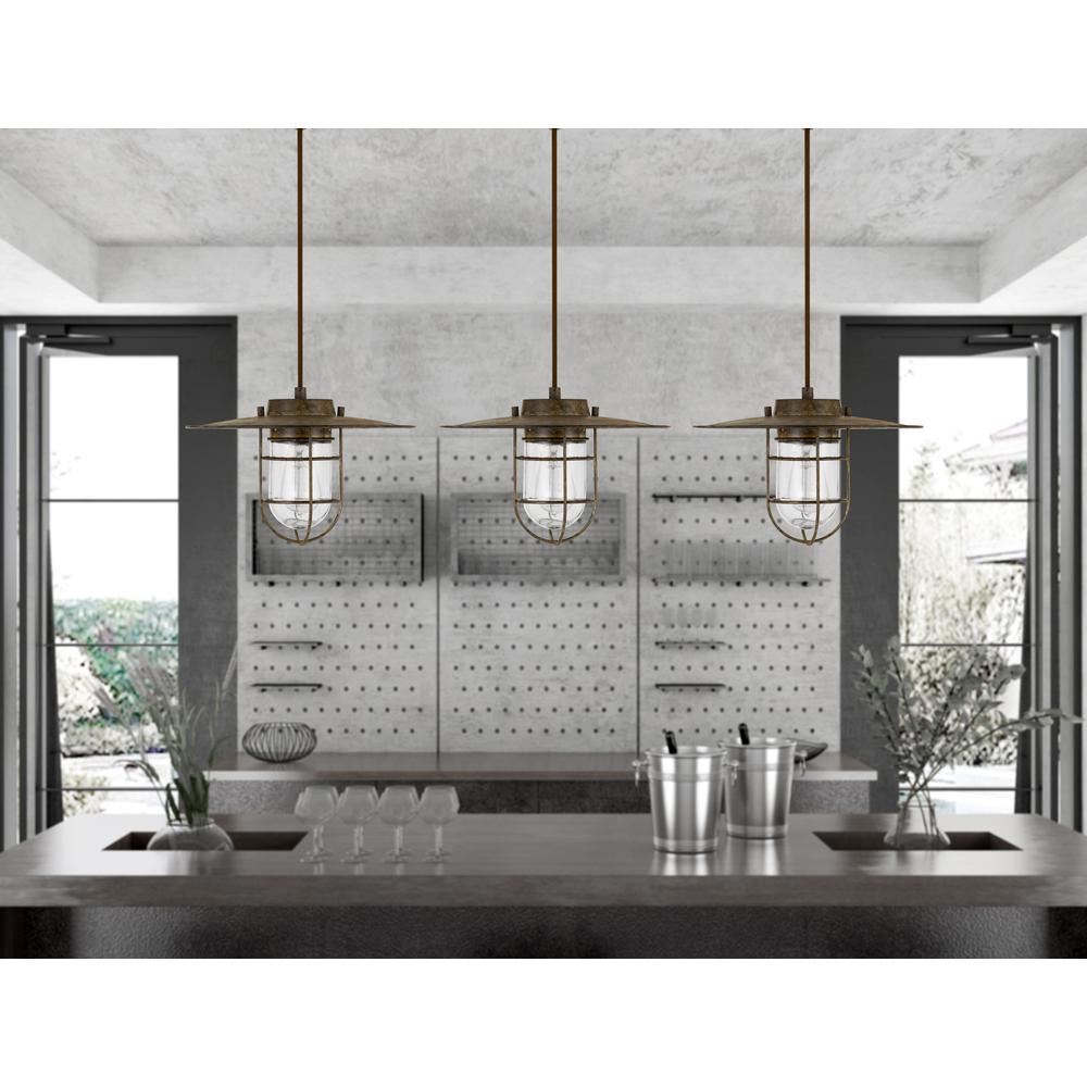 Owenton Old industrial Metal Pendant With Glass Shield (Edison Bulb Not included)