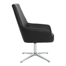 Load image into Gallery viewer, Modern Scoop Office Chair in Black Faux Leather with Aluminum Base, FL80228AL-U6
