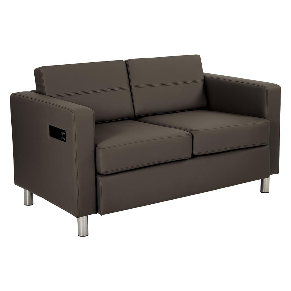 Atlantic Loveseat with Dual Charging Station in Dillon Graphite Fabric K/D, ATL52-R111