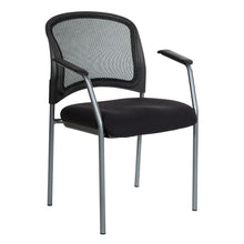 Load image into Gallery viewer, ProGrid Mesh Back with Padded Fabric Seat Visitor&#39;s Chair with Arms and Titanium Finish Frame, 86710R-30
