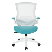 Load image into Gallery viewer, White Screen Back Manager&#39;s Chair in White Turquoise Fabric, EM60926WH-F28

