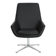 Load image into Gallery viewer, Modern Scoop Office Chair in Black Faux Leather with Aluminum Base, FL80228AL-U6
