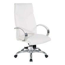 Load image into Gallery viewer, Deluxe High Back Executive Chair in Dillon Snow with Polished Aluminum Base and Padded Aluminum Arms, 7250-R101
