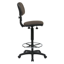 Load image into Gallery viewer, Sculptured Seat and Back Custom Dillon Fabric Drafting Chair with Adjustable Foot ring. Pneumatic Height Adjustment 24&quot; to 34&quot; overall. Heavy Duty Nylon Base with Dual Wheel Carpet Casters, DC517V-R11
