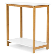 Load image into Gallery viewer, 23 Inch Height 2-tier End Table with Bamboo Frame and Bottom Shelf-White
