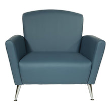 Load image into Gallery viewer, Club Chair in Dillon Blue Bonded Leather with Chrome Legs KD, SL50551-R105
