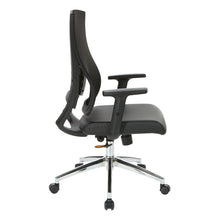 Load image into Gallery viewer, Black Frame Chair with Chrome Base with Black Bonded Leather Seat, EM60930C-EC3

