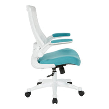 Load image into Gallery viewer, White Screen Back Manager&#39;s Chair in White Turquoise Fabric, EM60926WH-F28
