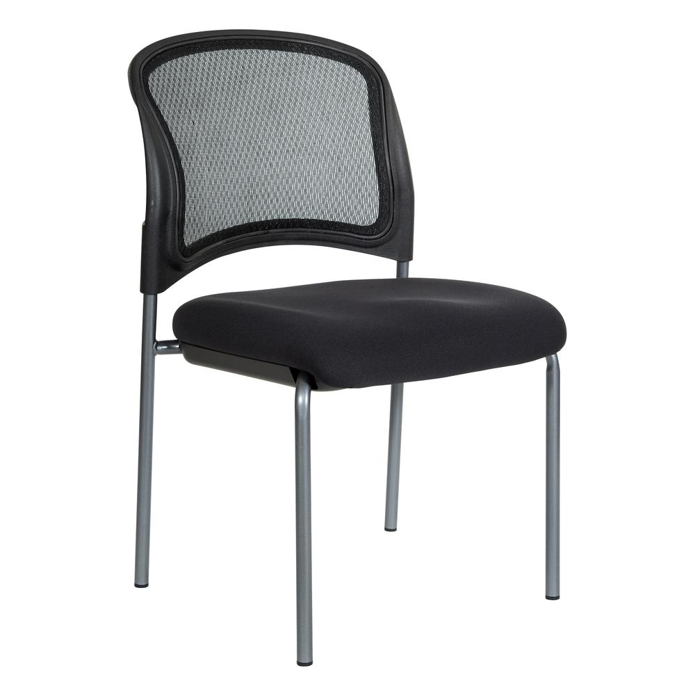 Titanium Finish Black Visitors Chair with ProGrid¨ Back and Straight Legs. Black Fabric Padded Seat with ProGrid¨ Back. Sturdy Titanium Finish Straight Legs., 86724R-30