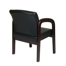 Load image into Gallery viewer, Faux Leather Mahogany Finish Wood Visitor Chair
