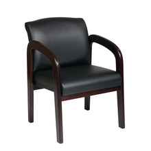Load image into Gallery viewer, Faux Leather Mahogany Finish Wood Visitor Chair

