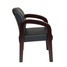 Load image into Gallery viewer, Faux Leather Mahogany Finish Wood Visitor Chair
