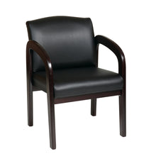 Load image into Gallery viewer, Faux Leather Espresso Finish Wood Visitor Chair
