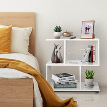 Load image into Gallery viewer, 24 Inch 3-Tier Geometric Bookshelf with Thick Foot Pads-White
