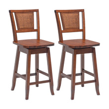 Load image into Gallery viewer, 24.5 Inch Counter Height Bar Stool with Rattan Back and 360° Swivel Seat
