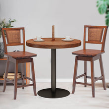 Load image into Gallery viewer, 24.5 Inch Counter Height Bar Stool with Rattan Back and 360° Swivel Seat
