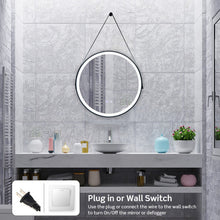 Load image into Gallery viewer, 24 Inch Round Wall-mounted Mirror with 3 Color LED Lights and Anti-Fog Function
