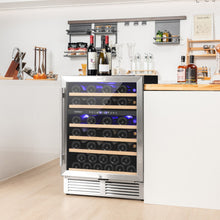 Load image into Gallery viewer, Dual Zone Wine Cooler for 51 Bottles with Reversible Door-Silver

