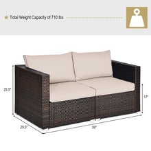 Load image into Gallery viewer, 2PCS Patio Rattan Sectional Conversation Sofa Set-Beige
