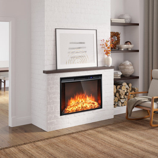 26 Inch Recessed Electric Fireplace with Adjustable Flame Brightness