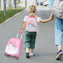 Load image into Gallery viewer, 2 Pieces 12 Inch 16 Inch Kids Luggage Set with Backpack and Suitcase for Travel-Lovely Unicorn
