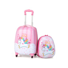 Load image into Gallery viewer, 2 Pieces 12 Inch 16 Inch Kids Luggage Set with Backpack and Suitcase for Travel-Lovely Unicorn
