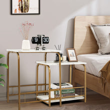 Load image into Gallery viewer, 2 Pieces Faux Marble Nesting Table for Small Space-White
