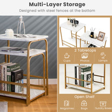 Load image into Gallery viewer, 2 Pieces Faux Marble Nesting Table for Small Space-White
