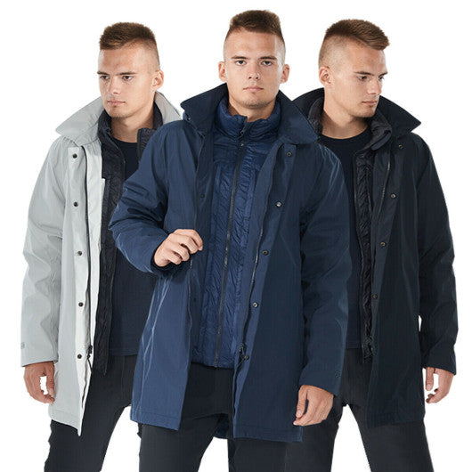 Men's Interchange 3 in 1 Waterproof Detachable Ski Jacket-Gray-XXXL