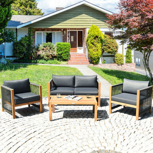 4pcs Acacia Wood Outdoor Patio Furniture Set