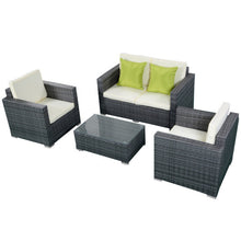 Load image into Gallery viewer, 4 Pieces Gray Wicker Rattan Sofa Furniture Set Patio Garden Lawn Cushioned Seat New
