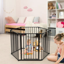 Load image into Gallery viewer, 6 Panel Wall-mount Adjustable Baby Safe Metal  Fence Barrier-Black
