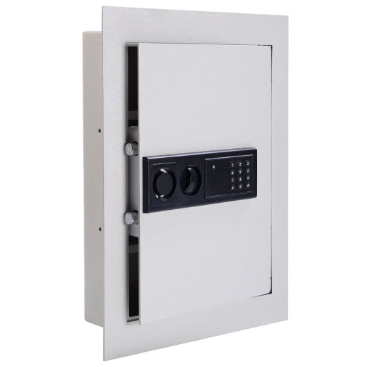 Digital Flat Recessed Wall Safe Security Lock Gun Cash Box-White