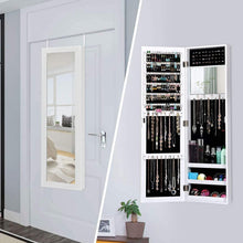 Load image into Gallery viewer, Full Length Mirror Jewelry Cabinet with Ring Slots and Necklace Hooks-White
