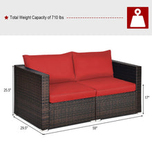 Load image into Gallery viewer, 2PCS Patio Rattan Sectional Conversation Sofa Set-Red
