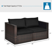 Load image into Gallery viewer, 2PCS Patio Rattan Sectional Conversation Sofa Set-Black

