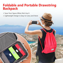 Load image into Gallery viewer, Drawstring Backpack String Bag Foldable Sports Sack with Zipper Pocket-Pink
