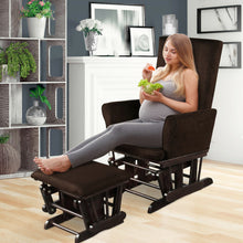 Load image into Gallery viewer, Wooden Baby Nursery Glider and Ottoman Cushion Set-Brown
