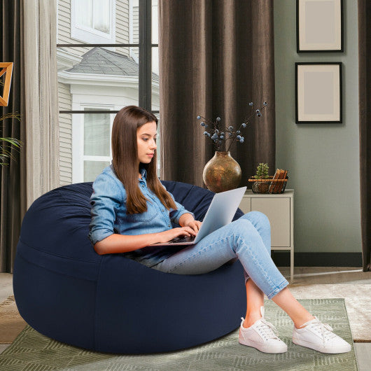 3 Feet Bean Bag Chair with Microfiber Cover and Independent Sponge Filling-Navy