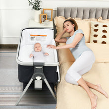 Load image into Gallery viewer, Baby Bassinet Bedside Sleeper with Storage Basket and Wheel for Newborn-Navy
