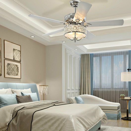 52 Inches Modern Ceiling Fan with Light and Reversible Blades-Silver