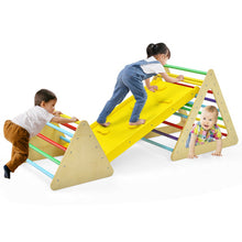 Load image into Gallery viewer, 3 in 1 Kids Climbing Ladder Set 2 Triangle Climbers with Ramp for Sliding
