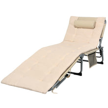 Load image into Gallery viewer, 4-Fold Oversize Padded Folding Lounge Chair with Removable Soft Mattress-Beige
